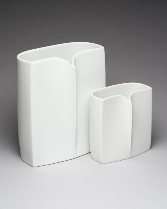 Image 1 of Rosenthal Porcelain Curated Set Wolf Karnagel “Owl” Vases & Jan van der Vaart