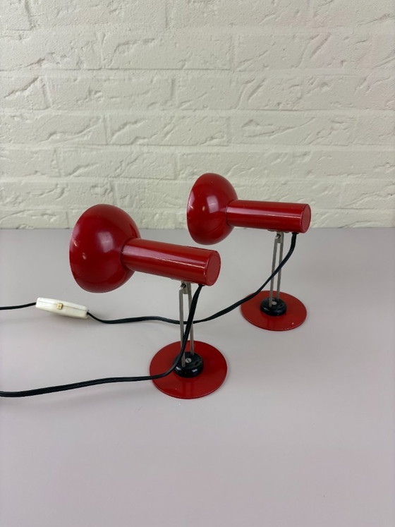 Image 1 of Set of 2 Vintage GDR Space Age Table Lamps – 1960s – Red