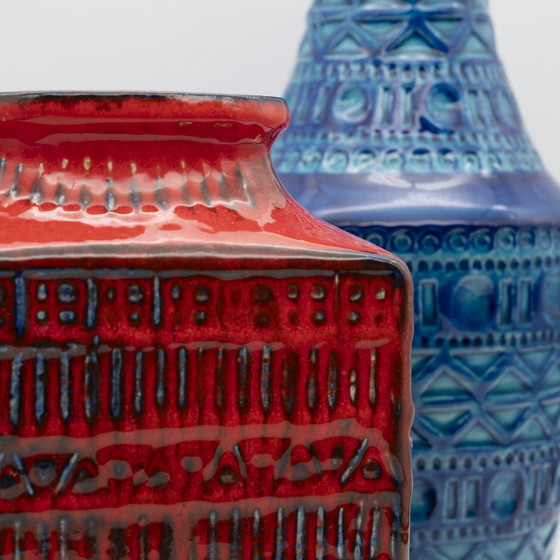 Image 1 of Retro BAY Ceramic Vase DUO 606-30 + 70-20 Fat Lava Vintage 60s WGP Mid-Century 