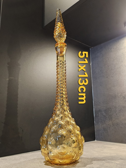 Carafe Empoli en verre ambré, années 1960.