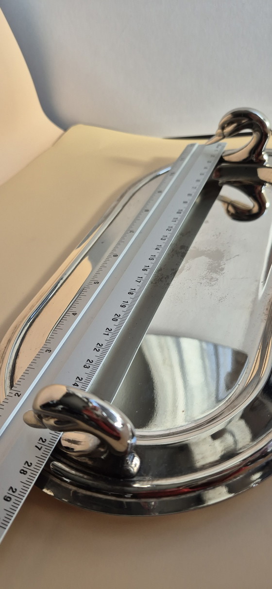 Image 1 of Vintage Duck Head Tray – Polished Metal – Art Deco Style – Foie Gras Server – Coffee Tray – France