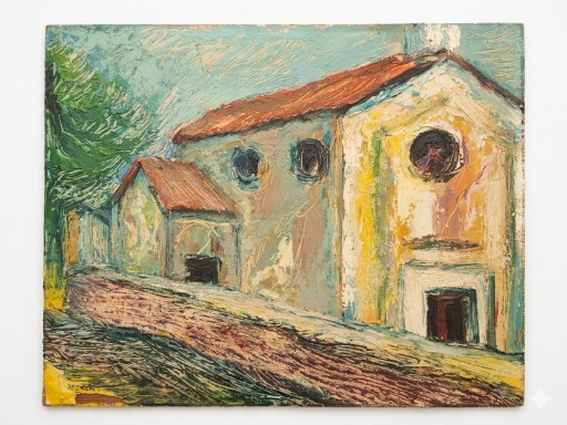 Expressive oil painting / church view – Dr. Heinz Beisker (1908-1991) - Düsseldorf School