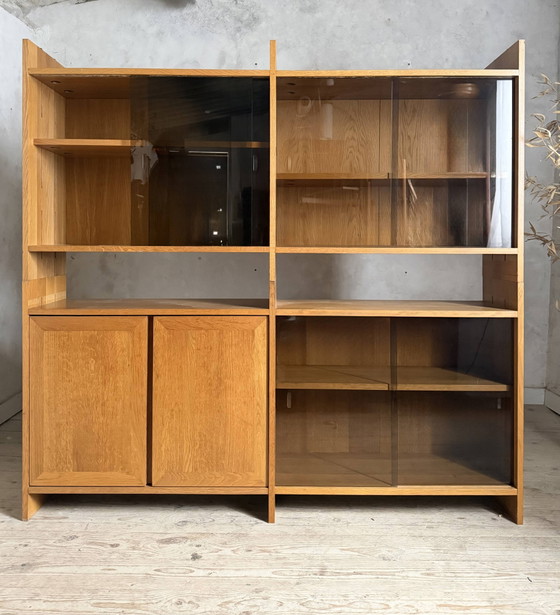 Image 1 of Vintage vitrinekastset van massief eikenhout.