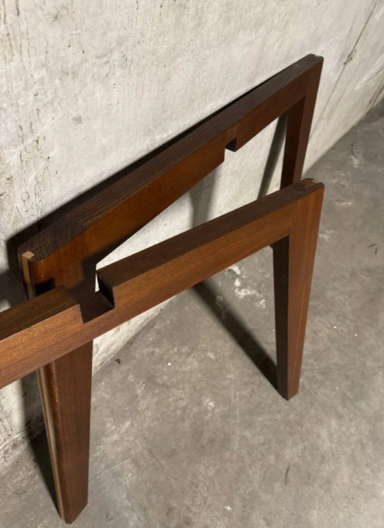 Image 1 of Round Terrazzo/Marble Table – 110 cm – New in packaging – Walnut wood cross base