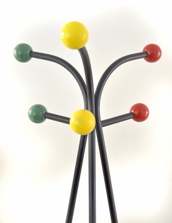 Image 1 of Large free standing coat rack colourful design by Roger Feraud, 1950s
vintage