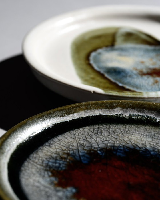 Image 1 of Barbara Stehr Studiokeramik Plate Duo Ø 15 cm German Art Pottery Vintage 60s-70s