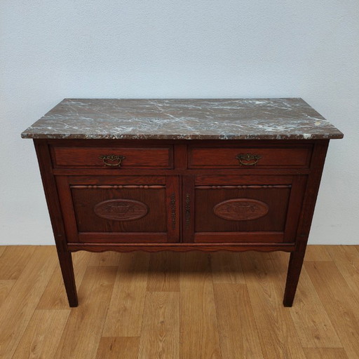 Vintage antique sideboard, wall unit, chest of drawers, bathroom vanity with marble top
