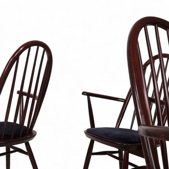 Image 1 of Set of 4 Windsor chairs, mahogany, 1960