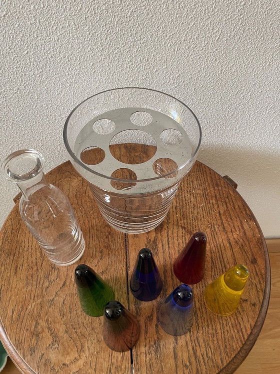 Image 1 of Eisbehälter aus Glas mit sechs Schnapsgläsern und Karaffe