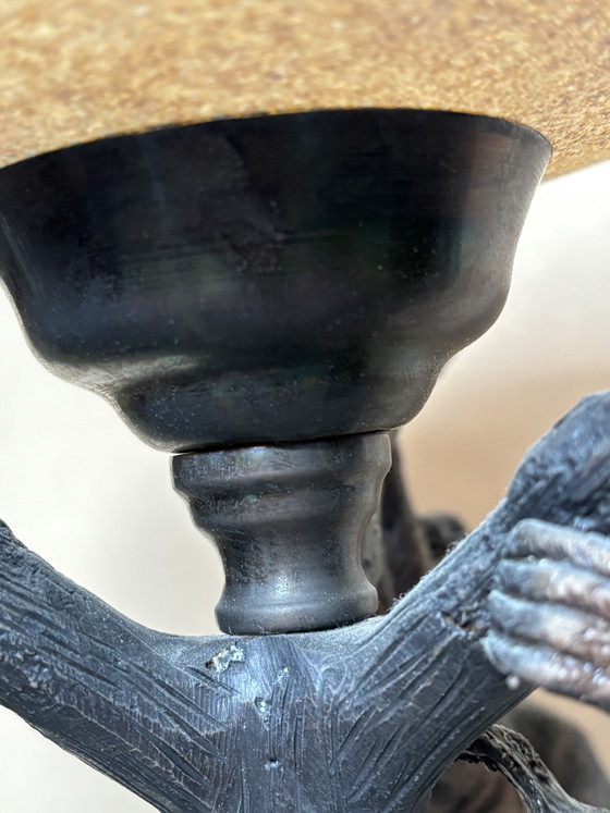 Image 1 of Lampe italienne de style Hollywood Regency, inspirée de Maitland-Smith/style safari/lampe artisanale en bronze coulé.