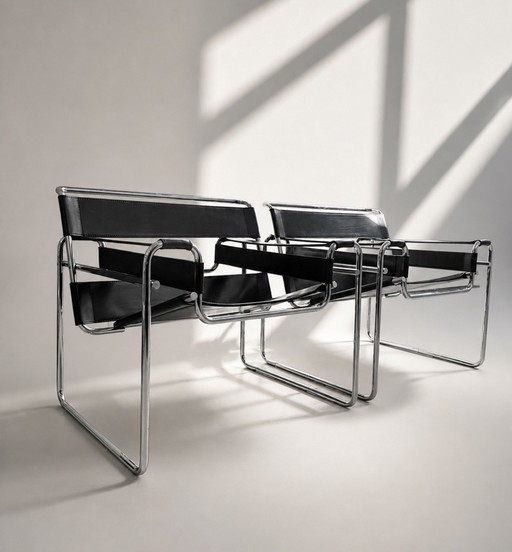 2 Vintage Wassily Stühle von Marcel Breuer für Fasem, Italien, ca. 1980er Jahre