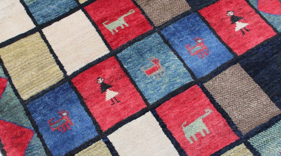 Image 1 of Tappeto orientale persiano Gabbeh Ghashghai originale, 200 cm x 110 cm, naturale antico