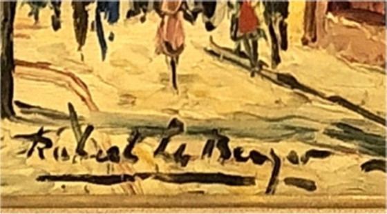 Image 1 of Oil on canvas – Montmartre, Place du Tertre, Paris. Original signed work – School of Paris – 20th century French art