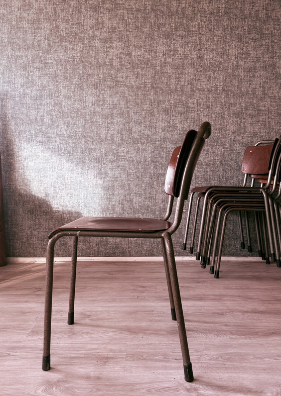 Image 1 of 6x Gispen ‘TU Delft’ 106 Chairs Pagholz, Netherlands, 1950s