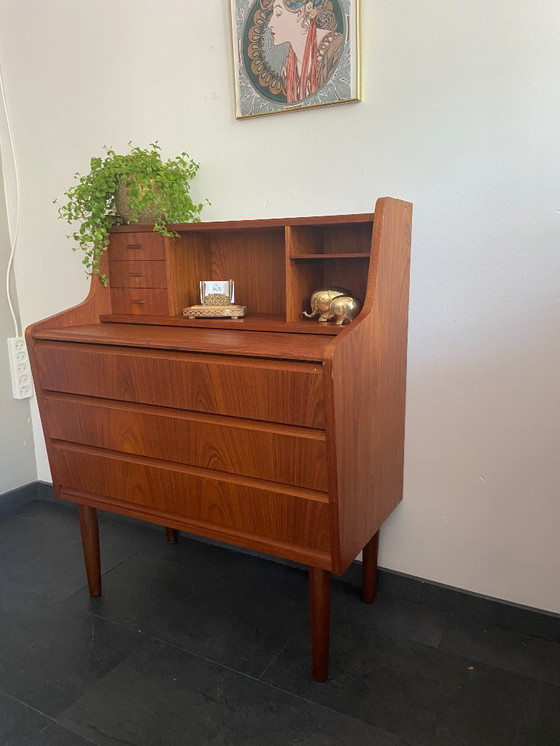 Image 1 of Vintage Danish secretaire with 3 drawers