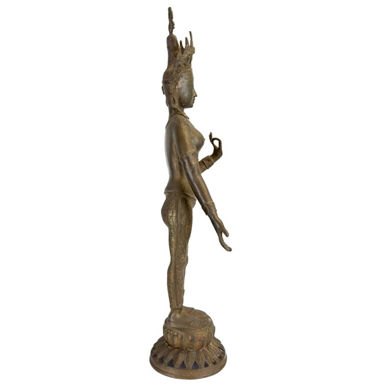 Monumental Tara Verde (Syama Tara) de bronce dorado al fuego – Nepal – Siglo XIX – 78 cm – Esculturas, Bronze (photo 3 of 11)