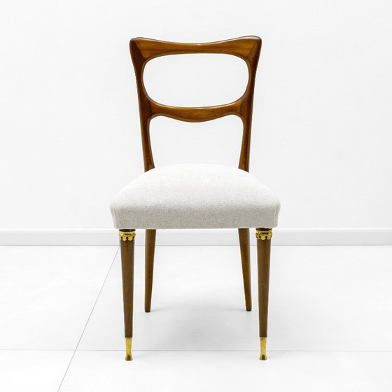 Image 1 of Attribuées à Paolo Buffa, chaises de salle à manger modernes du milieu du XXe siècle, années 1950, ensemble de quatre