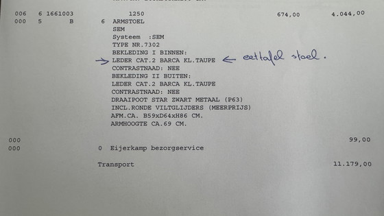 Image 1 of 3 draaibare eettafelstoelen met leer bekleed