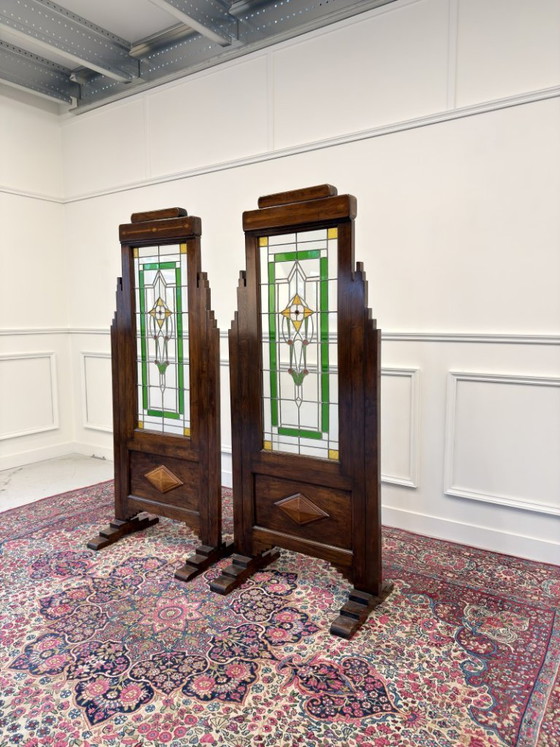 English Colonial Stained Glass Room Screen – Metal (photo 3 of 15)