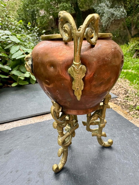 Kupfer-Bronze-Pflanzgefäß aus dem 19. Jahrhundert – Dekorative Objekte, Messing (photo 10 of 10)