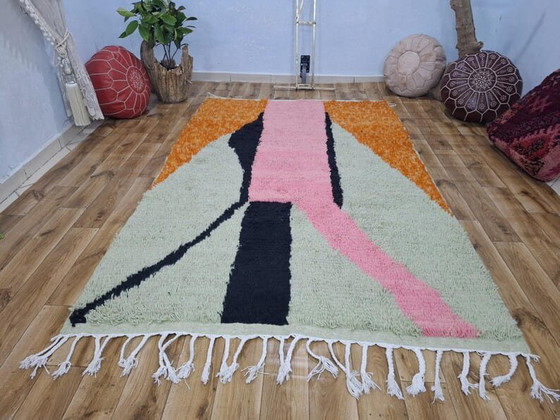 Image 1 of Tapijt van puur wol, handgeweven in de traditionele Marokkaanse stijl, 200 x 400 cm