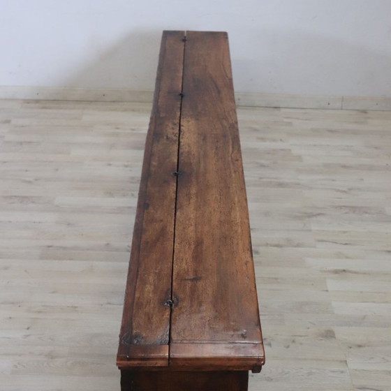 Panca lunga antica in noce con contenitore, Italia inizio XVIII secolo – Panche, Legno (photo 13 of 18)