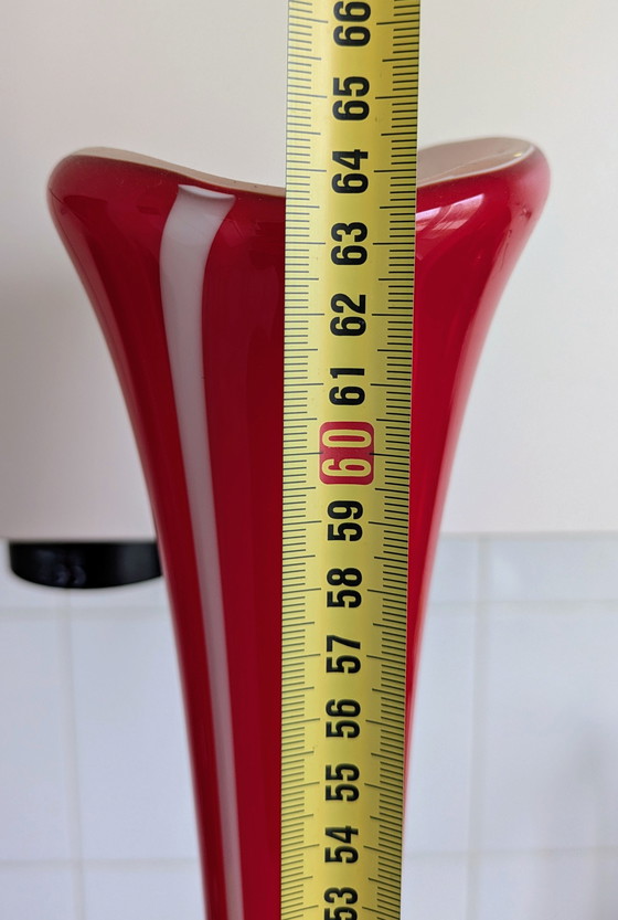 Image 1 of Set di grandi vasi da terra di design, rossi e bianchi – Vetro artistico – soffiati a mano