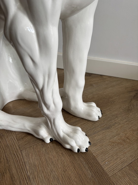 Image 1 of ELEGANT LIFE-SIZE ITALIAN CERAMIC GREYHOUND 74 CM