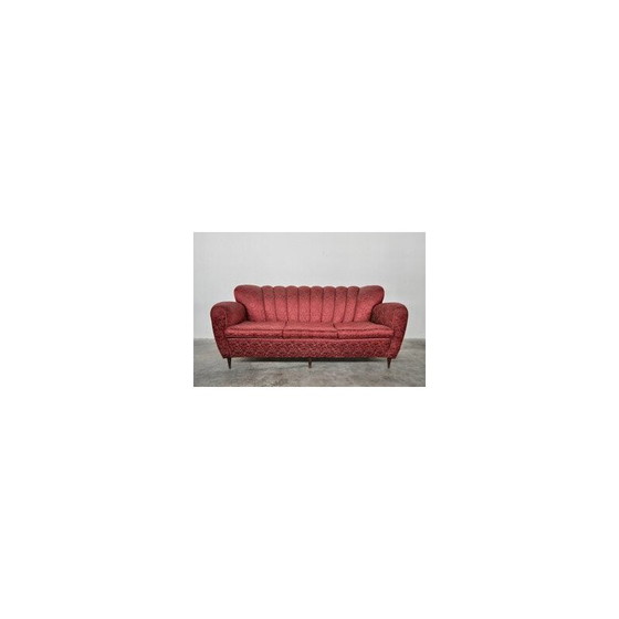 Image 1 of Mid-century Italian red and gold 3-seater sofa by Paolo Buffa, 1950s