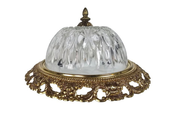 Image 1 of Massif - style Hollywood Regency - laiton - verre - 3e quart 20e siècle