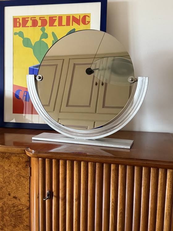 Image 1 of Mid-Century Nickel-Plated Brass Table Mirror / Vanity, Gaetano Missaglia Italy 1960s