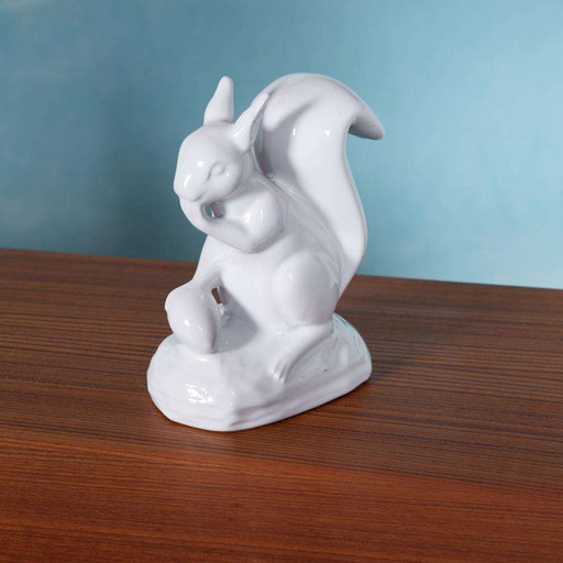 Ecureuil vintage en céramique, statue d'écureuil minimaliste des années 70