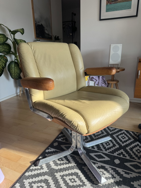 Image 1 of 6x Wilhelm Renz Mid-Century Konferenzsessel, Teak & Leder, 1970er