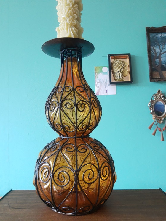 Image 1 of Amazing 60s one-of-a-kind brutalist hand-blown Murano/Venetian candlestick