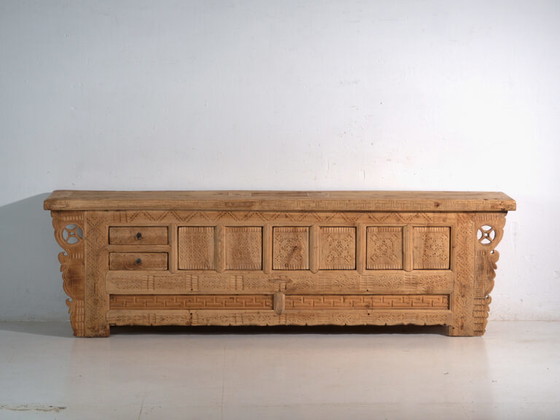 Antique carved sideboard in fir wood – China, circa 1930 – Brass (photo 27 of 40)