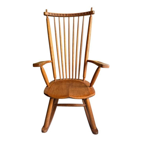 Image 1 of Sedia a dondolo vintage in quercia De Ster Gelderland, Paesi Bassi 1960