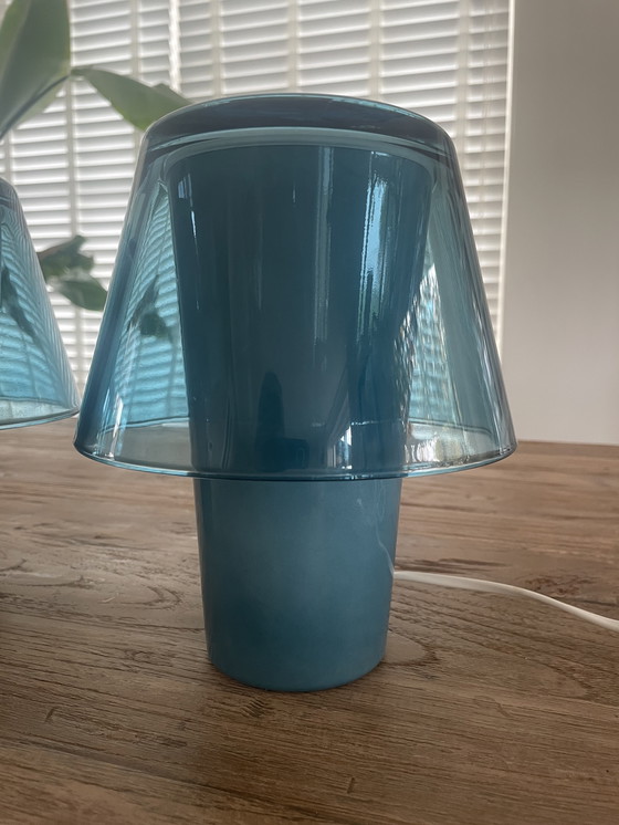 Image 1 of IKEA Gavik mushroom 2 lampen, petrol blauw 