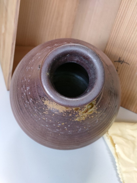 Image 1 of Vintage Japanse keramiek Tamba Tachikui Ware vaas van pottenbakker Keiichi Shimizu