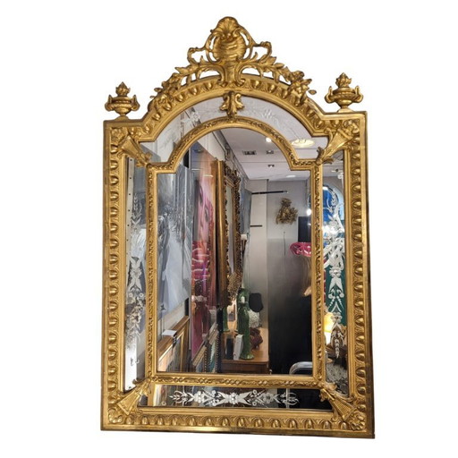 Wall mirror, carved and gilded wood, Napoleon III, circa 1880 – France