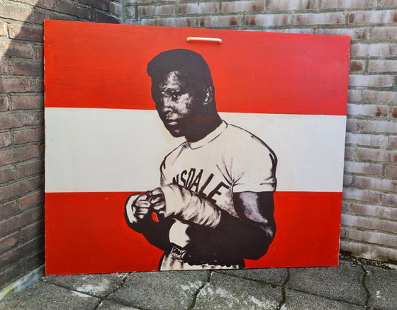 Image 1 of Boxer Mohammad Ali painting on panel from 1963