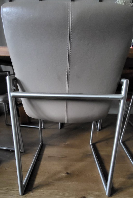 Set di 6 sedie da pranzo originali Habufa Catania in pelle di mucca