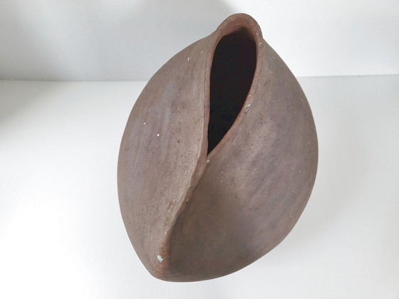 Image 1 of XXL VINTAGE TERRACOTTA CERAMIC VASE DLG ELISABETH JOULIA YVES MOHY LA BORNE