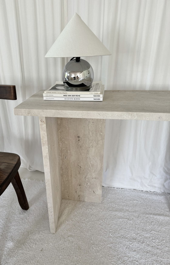 Image 1 of Travertine console table