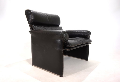 Fauteuil en cuir Saporiti Italia de Giovanni Offredi, 1970