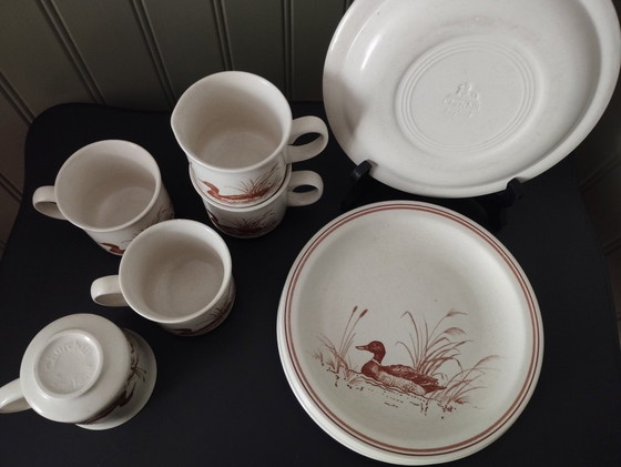 Image 1 of x5 Piccoli piatti e tazze vintage in gres CHURCHILL Ducks.