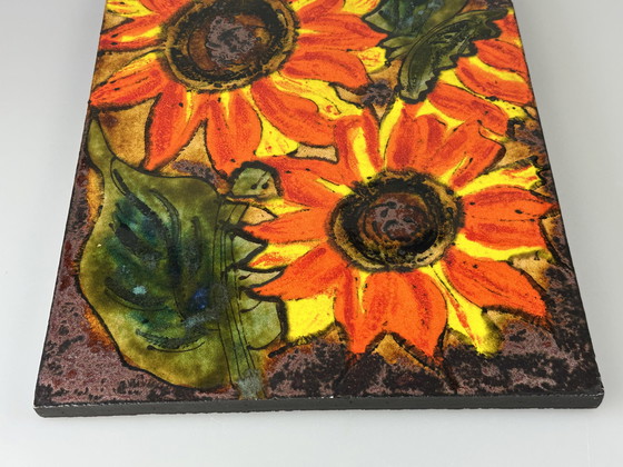 Image 1 of 60s 70s mural pared placa cerámica Ruscha pintado a mano número 769 diseño