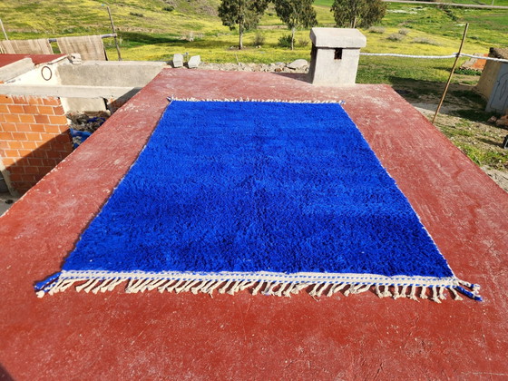Large Beni Ouarain Berber rug in Majorelle blue, 300x200 cm, thick wool, Rugs & carpets, Cotton, Scandinavian (photo 3 of 17)