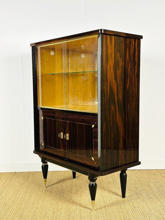 Image 1 of Art Deco vitrinekast van Macassar ebbenhout, 1940