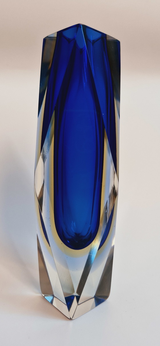 Image 1 of Vases à facettes en verre de Murano Sommerso des années 60