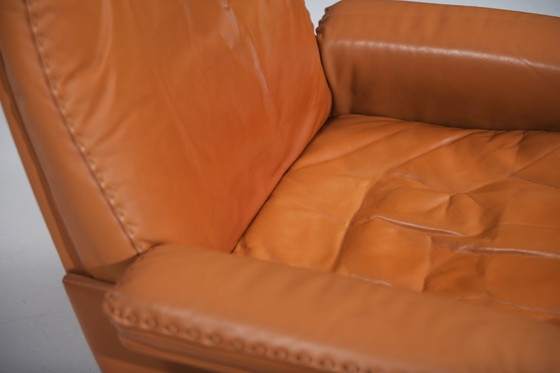 Image 1 of Schitterende DS-35 loungestoelen van cognacbruin leer, ontworpen door Team De Sede voor De Sede Swiss.